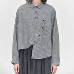 Japanese Asymmetrical Retro Striped Color-blocked Shirt