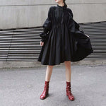 Ruched Balloon Sleeve Shirt Dress