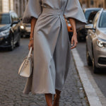 Elegant Solid Color Waist Dress