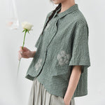 Women's Floral-patterned Curved Hem Shirt