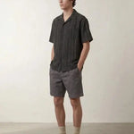 KZZ Men's Loose-Fit Striped Collared Shirt