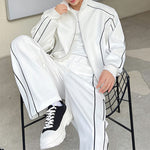 Casual Sports Suit Jacket Wide Leg Pants