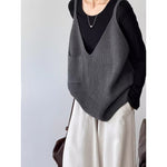 V-neck Loose Sleeveless Knitted Vest