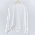 Women's Wavy Hem Casual Round Neck Shirt