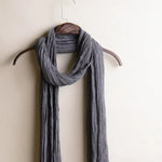 Lightweight Long Thin Cotton Linen Skinny Neck Scarf