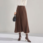 Women's High-waisted Loose Pleated Midi Skirt