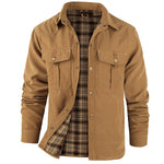 KZZ Men's Flannel Lined Shacket Jacket Plaid Brushed Lining Cowboy Western