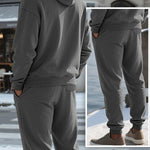 KZZ Two-piece men's solid color hooded sweatshirt and drawstring pants set