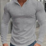 KZZ Men's Regular Fit Plain Half Zip Up Sweatshirt