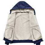 KZZ Men's winter hooded jacket, multi-pocket casual lapel men's top