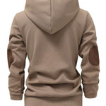KZZ Men's solid color hoodie with texture casual long sleeve top