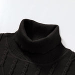 KZZ Men's Textured Drop Shoulder Turtle Neck Sweater Long Sleeve Knitwear