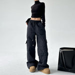 Multi-pocket Workwear Cotton Thickened Wide-leg Pants
