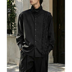 French Retro Striped Ruffled Collar Shirt