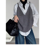 V-neck Loose Sleeveless Knitted Vest