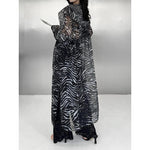 Women's Zebra-print Long-sleeve Sun Protection Chiffon Shirt with Drawstring