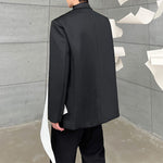 Black and White Paneled Shoulder Pad Lapel Blazer