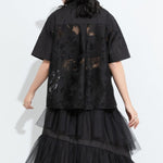 Women Irregular Lace Patchwork Loose Casual T-shirt