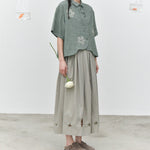 Women's Floral-patterned Curved Hem Shirt