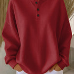 Mirabel™ | Cozy Waffle Henley Sweatshirt