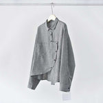 Japanese Asymmetrical Retro Striped Color-blocked Shirt