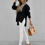 Side Split Knitted  Sweater Top