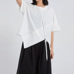 Womenâ€˜s Crew Neck Loose Irregular Hem T-shirt