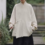 Loose Cotton Cross Front Hanfu Kimono Cardigan