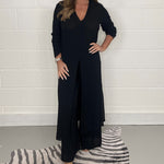 Two-piece Casual Long Top and Matching Pants Set