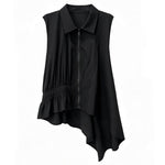 Women's Asymmetric Vest Shirt Mesh Patchwork Skirt Two-piece Set