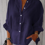 Cotton and Linen Solid Color Casual Shirt