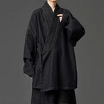 Women's Heavyweight Loose Cross Front Denim Kimono Cardigan Lantern Pants Two-piece Set