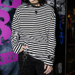 Loose-fitting Striped T-shirt with Dropped Shoulders