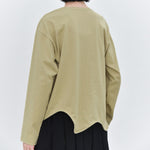 Women's Wavy Hem Casual Round Neck Shirt