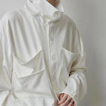 Vintage Turtleneck Big Pocket Loose Shirt