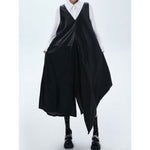 Women's Japanese Asymmetric V Neck Sleeveless Loose Vest Dress