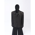 Sheer Gold Foil Leopard Print Shoulder-Pad Shirt