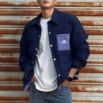 Plaid Patchwork Faux Two-piece Down Shirt Jacket