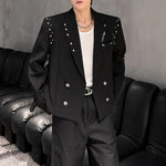 Studded Shoulder Padded Suit Jacket