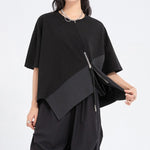 Womenâ€˜s Crew Neck Loose Irregular Hem T-shirt