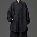 Women's Heavyweight Loose Cross Front Denim Kimono Cardigan Lantern Pants Two-piece Set