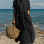 Harper Sutton | Pintuck Linen Maxi Shirt Dress For Women
