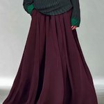 Elegant Off-Shoulder Color Block Sweater with Pleated Maxi Skirt Set
