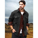KZZ Men's Flannel Lined Shacket Jacket Plaid Brushed Lining Cowboy Western