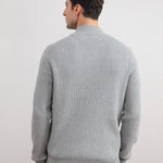 KZZ Men's Flannel Ribbed Turtleneck Half-Zip Sweater