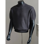 Turtleneck Short-sleeved Striped Sweater