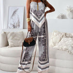 Stylish Printed Lace-Up Vest & Pants Two-Piece Set