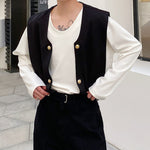 Shawl Vest White Long-sleeved T-shirt