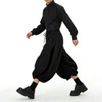 Japanese High-Waisted Loose-Fit Cropped Trousers