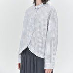 Curved Hem Checkered Textured Shirt